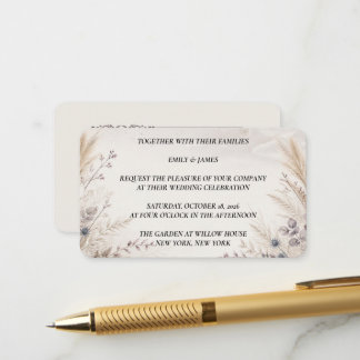 Autumn Pampas Grass Wedding Enclosure Card Tilläggskort