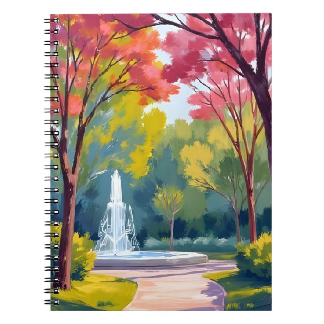 Autumn Park Fall Foliage Watercolor Anteckningsbok (Framsidan)