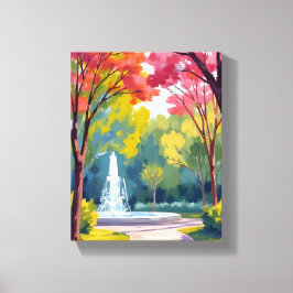 Autumn Park Fall Foliage Watercolor Canvastryck