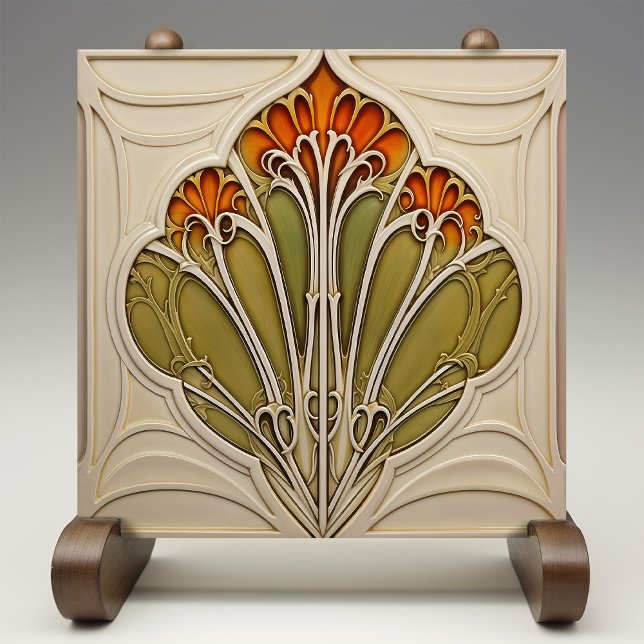 Autumn Petals Art nouveau Kakelplatta (Skapare uppladdad)