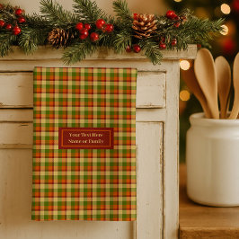 Autumn Plaid Dish Towel Custom Name Thanksgiving Kökshandduk