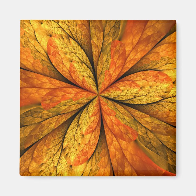Autumn Plant, Modern Abstract Fractal Art Leaf Magnet (Framsidan)