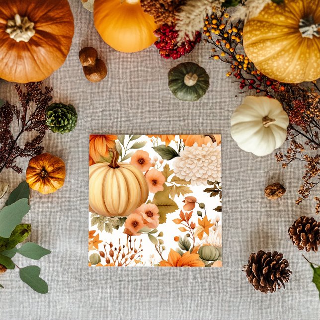 Autumn Pumpkin Bouquet Design Pappersservett (Skapare uppladdad)
