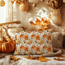 Autumn Pumpkin Bouquet Design Prydnadskudde
