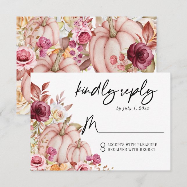 Autumn Pumpkin Bröllop OSA Kort (Fram/baksida)