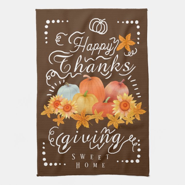 Autumn Pumpkin Brown Kökshandduk (Vertikal)