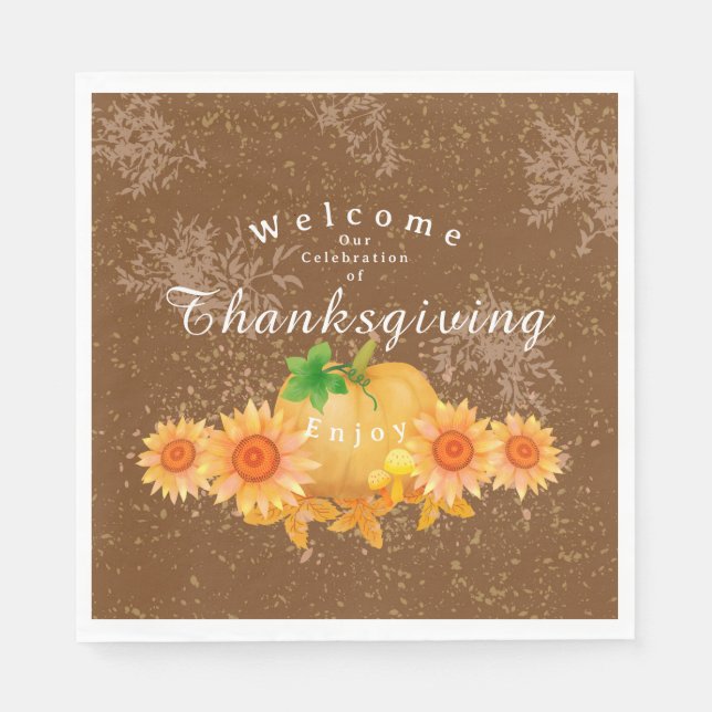 Autumn Pumpkin Brown Pappersservett (Framsidan)