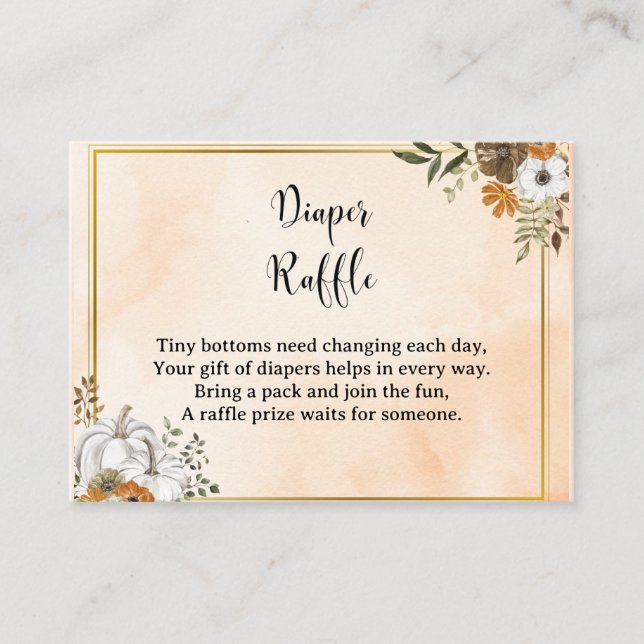 Autumn Pumpkin Diaper Raffle Card – Fall (Framsida)