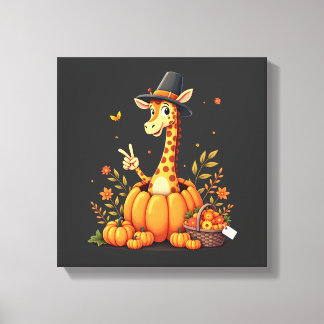 Autumn Pumpkin Fall Giraffe Thanksgiving Womens Me Canvastryck