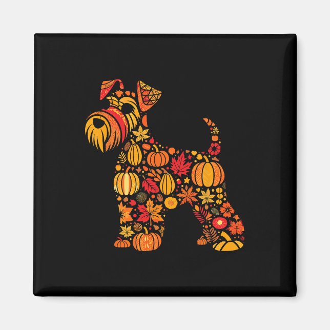 Autumn Pumpkin Fall Miniature Schnauzer Thanksgivi Magnet (Framsidan)