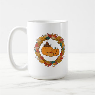 Autumn Pumpkin Family Wreath Kaffemugg