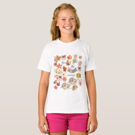 Autumn Pumpkin Floral Leaves Art T Shirt