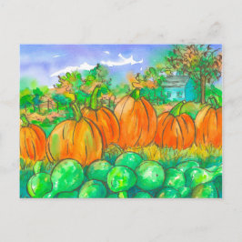 Autumn Pumpkin Gourds Harvest Watercolor Vykort