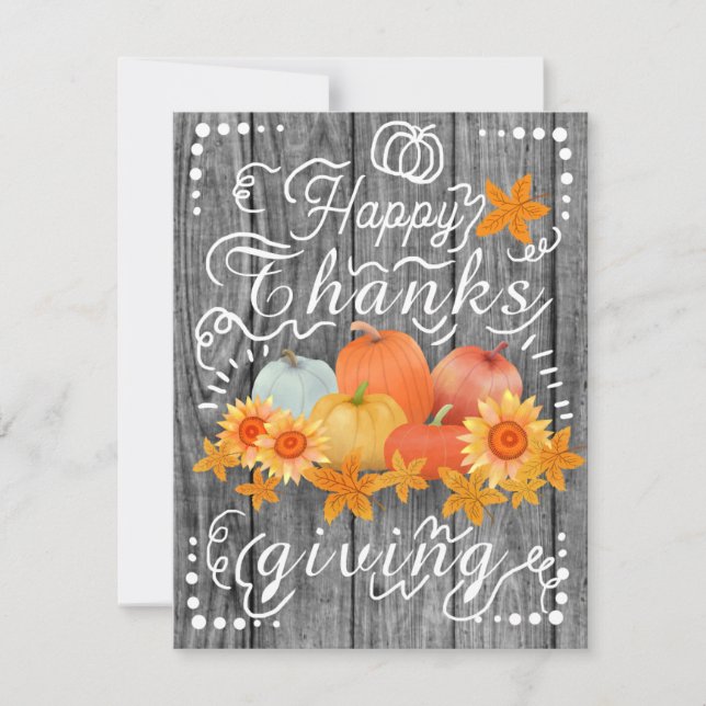 Autumn Pumpkin Grått Gräs Julkort (Framsida)