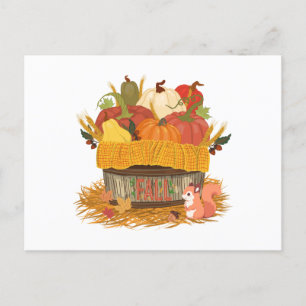 Autumn Pumpkin Harvest Basket Vykort