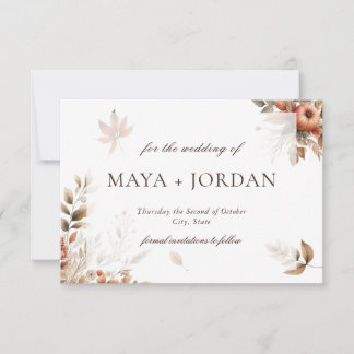 Autumn Pumpkin Harvest Bröllop Announcement Spara Datumet