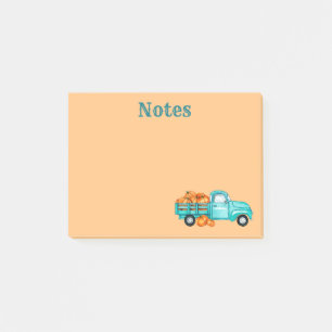 Autumn Pumpkin Harvest Lastbil Post-it Notes Block