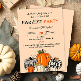 Autumn Pumpkin Harvest Party Thankgiving Middag Inbjudningar
