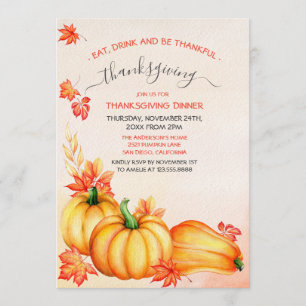 Autumn Pumpkin Inbjudan till Thanksgiving på mid
