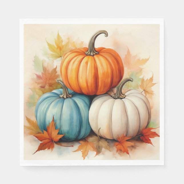 Autumn Pumpkin Luncheon Napkin Pappersservett (Framsidan)