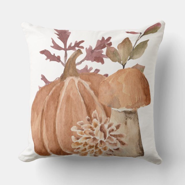 Autumn Pumpkin Mushroom Kudde (Framsida)