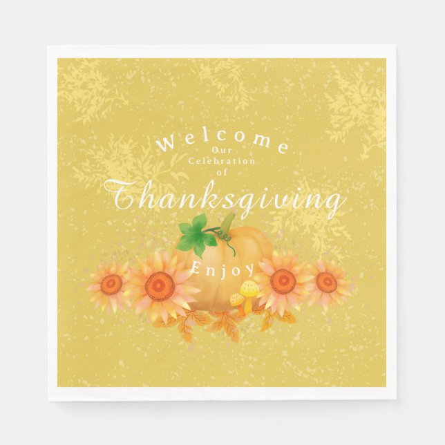 Autumn Pumpkin Mustard Pappersservett (Framsidan)