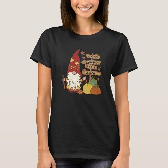 Autumn Pumpkin Patch Gnome Fall Family Pajama Than T Shirt (Framsida)