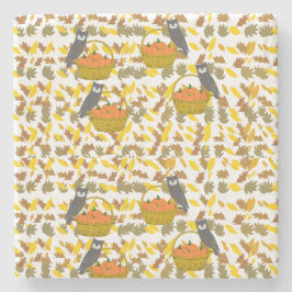 Autumn Pumpkin Pattern Absorbent Stone Coaster Set Stenunderlägg