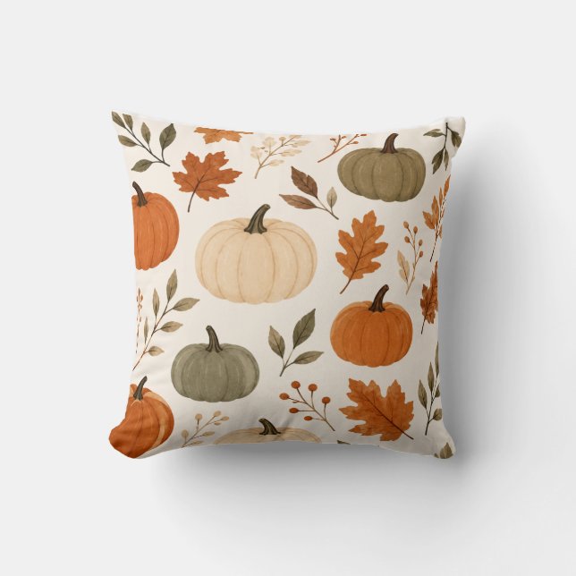 Autumn Pumpkin Pattern Decorative Throw Pillow Kudde (Framsida)