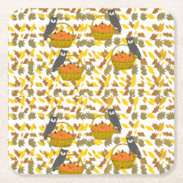 Autumn Pumpkin Pattern Disposable Paper Coasters Underlägg Papper Kvadrat