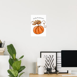 Autumn Pumpkin Personlig Namn Poster