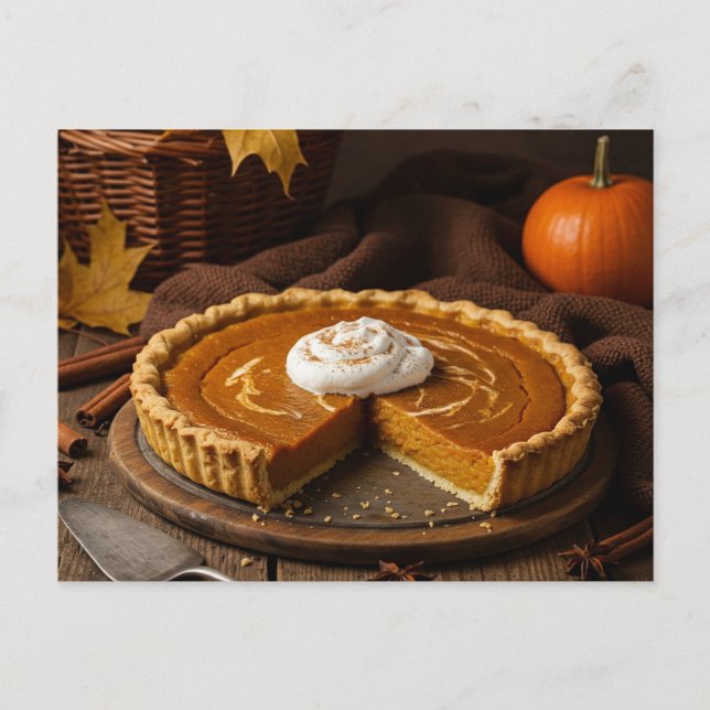 Autumn Pumpkin Pie Postcard Helg Vykort (Framsida)