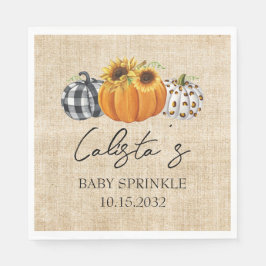 Autumn Pumpkin Solros Burlap Baby Sprinkle Pappersservett