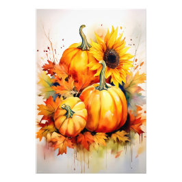 Autumn Pumpkin & Sunflower Fototryck