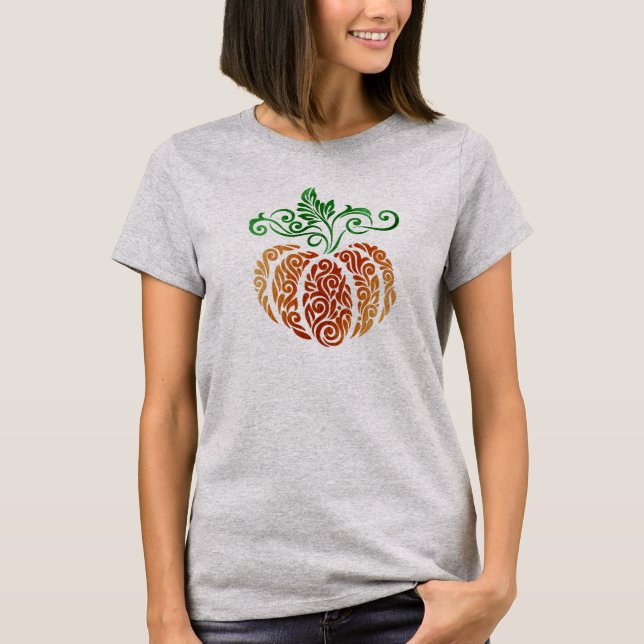 Autumn Pumpkin Swirl T Shirt (Framsida)