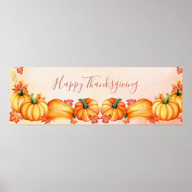 Autumn Pumpkin | Thanksgiving-banderoll Poster (Framsidan)