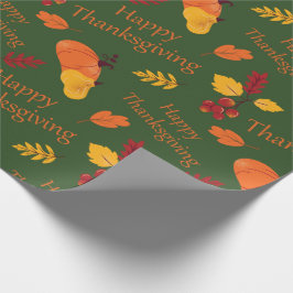 Autumn Pumpkins and Fall Leaves Happy Thanksgiving Presentpapper