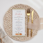Autumn Pumpkins Blommigt Guld Glitter Bröllop Meny<br><div class="desc">Hösten Pumpkins Blommigtar Guld Glitter Bröllop. En aning gnistra med faux glitter i guld som gränsar till överkanten och grund och autolog orange och krämpumpor och blommigtar som förnims med faux glitter vid grund. Ett skript som anger eleganten för Menu och som är enkelt att anpassa resten av texten till...</div>
