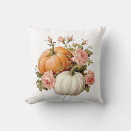 Autumn Pumpkins & Floral Bouquet Decorative Throw Kudde