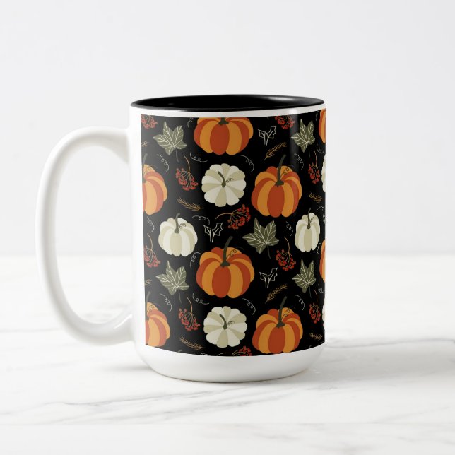 Autumn Pumpkins Mönster Två-Tonad Mugg (Vänster)