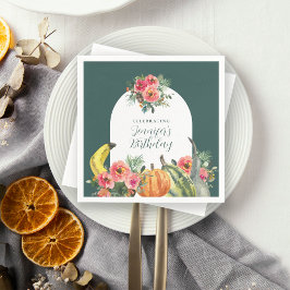 Autumn Pumpkins Pink Floral Birthday Party Pappersservett