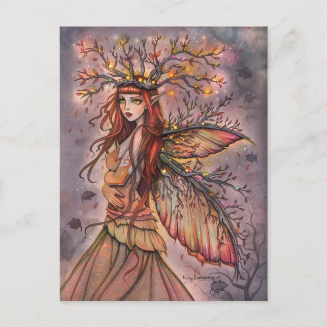 Autumn Queen Fantasy Art Molly av Harrison Vykort (Framsida)