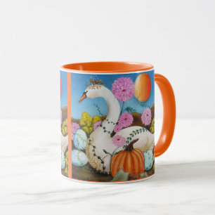 Autumn Queen Svan och Flowers Art Mugg