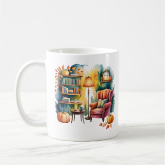 Autumn Reading Chair Mug — Cozy Lamp & Book Corner Kaffemugg