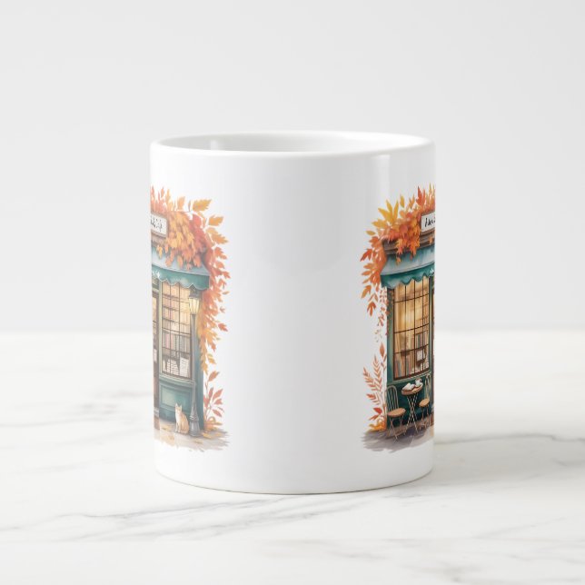 Autumn Reads Café Mug — Fall Bookstore  Jumbo Mugg (Framsidan)