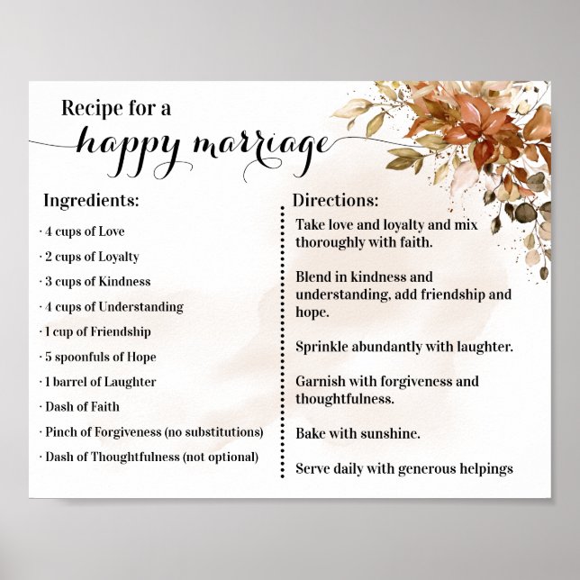 Autumn Recipe för ett Lycklig Giftermål Newlyweds  Poster (Framsidan)
