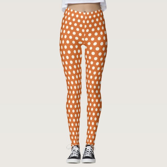 Autumn Red and White Polka Dot Leggings (Framsida)