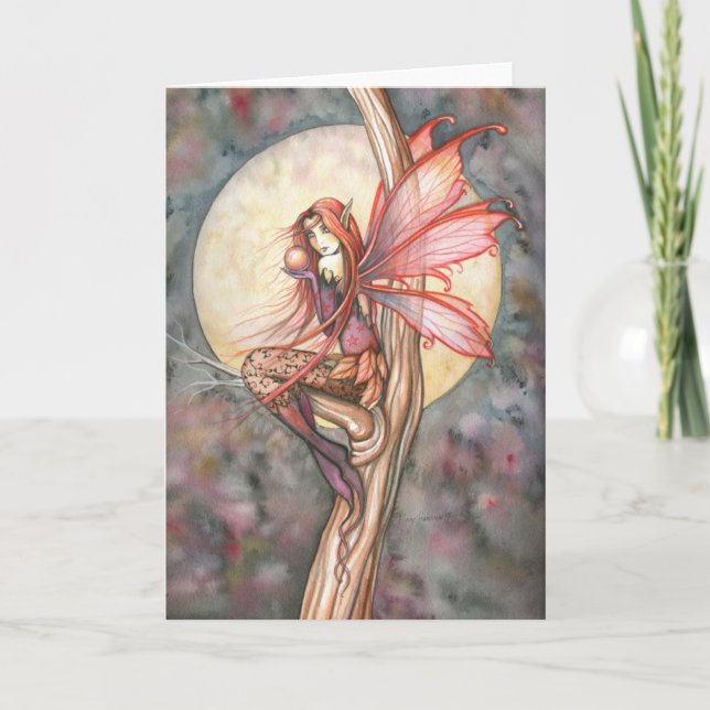 Autumn Red Fairy Greeting Card av Molly Harrison Kort (Framsida)