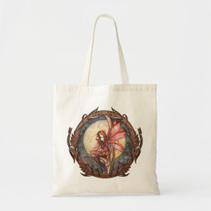 Autumn Red Fantasy Fairy Large Tote Tygkasse