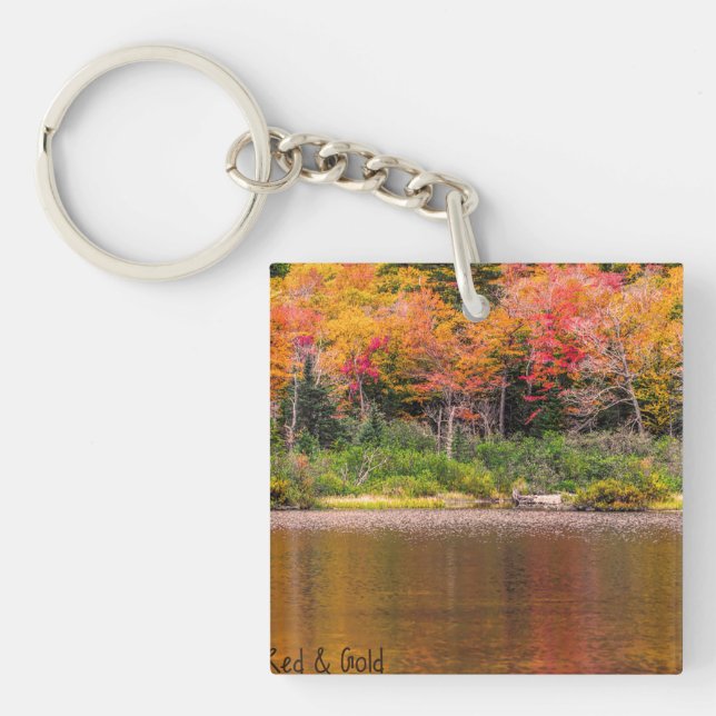 Autumn Red & Guld Acrylic Keychain (Framsidan)